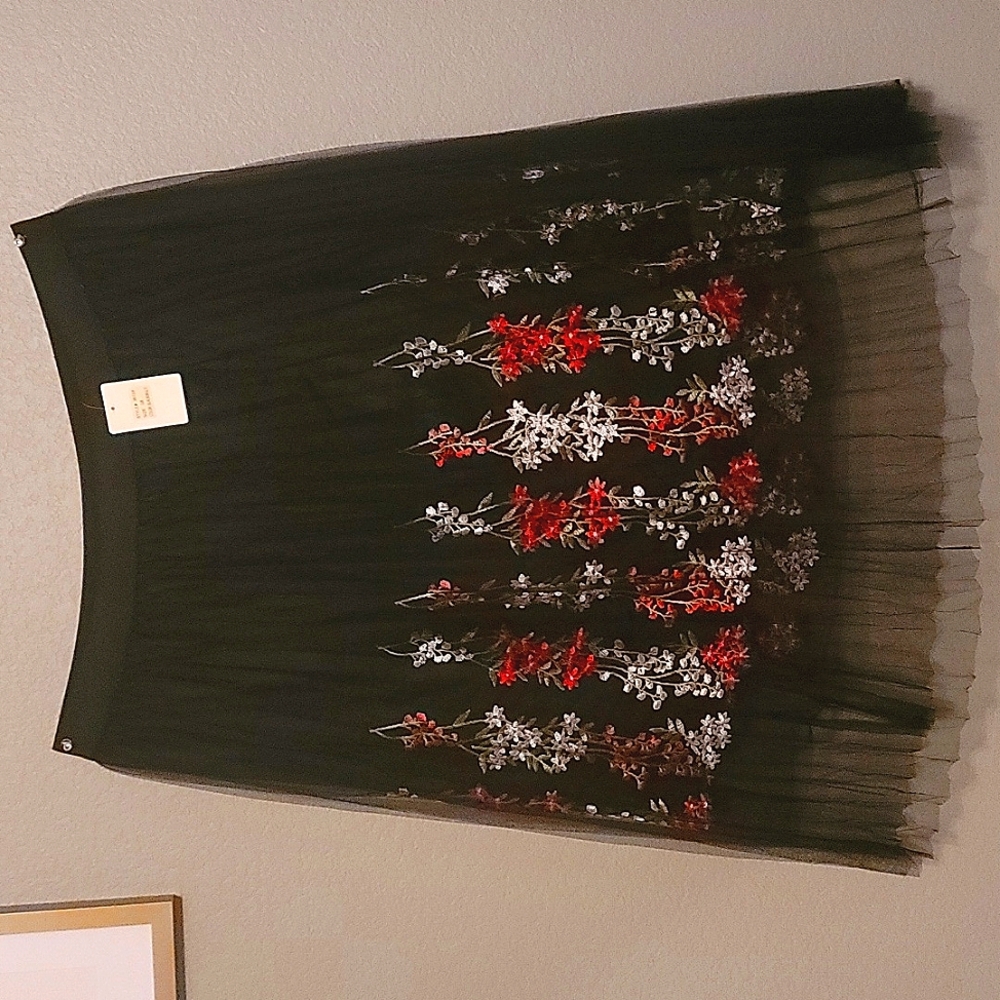 Black Floral Printed Tutu midi skirt